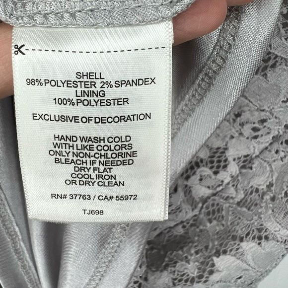 Laundry By Shelli‎ Segal Gray Silver Lace Sleeveless Lined Tank Top, S - Picture 9 of 12